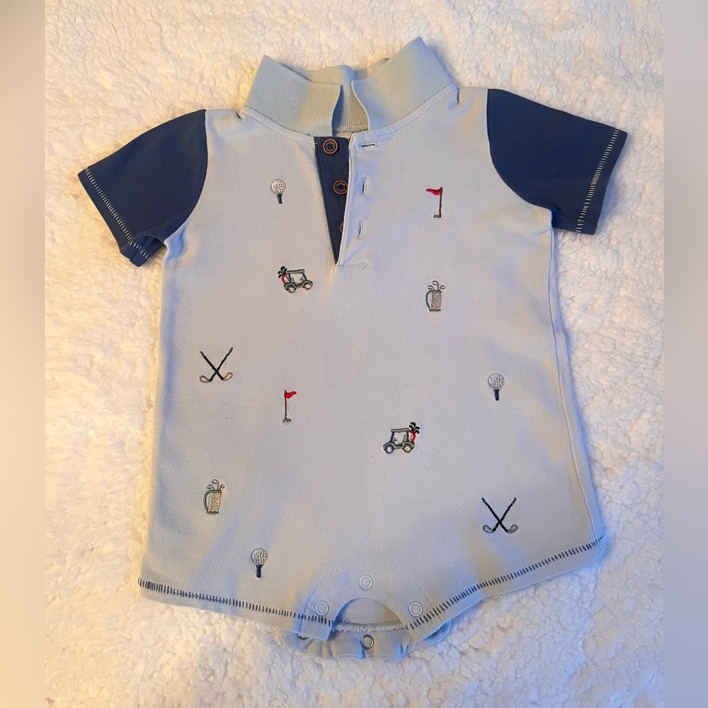 Mudpie Baby Boy Golf Romper 9-12m